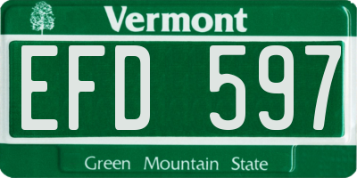 VT license plate EFD597