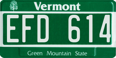 VT license plate EFD614