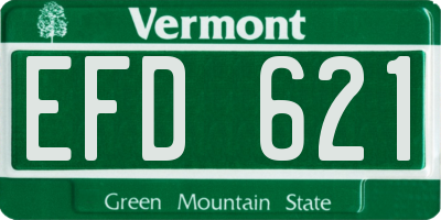 VT license plate EFD621