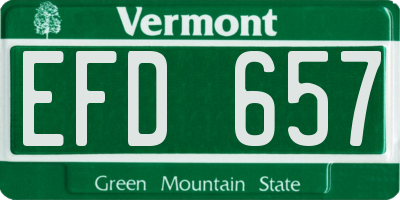 VT license plate EFD657
