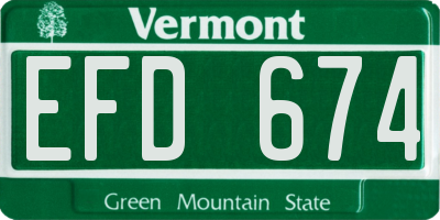 VT license plate EFD674