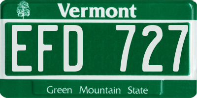 VT license plate EFD727