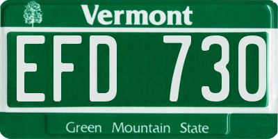 VT license plate EFD730