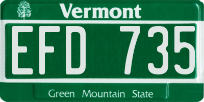 VT license plate EFD735