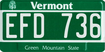 VT license plate EFD736