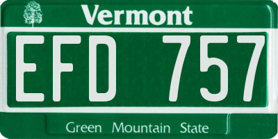 VT license plate EFD757