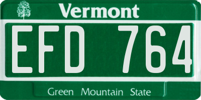 VT license plate EFD764