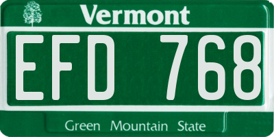 VT license plate EFD768