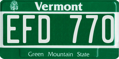 VT license plate EFD770