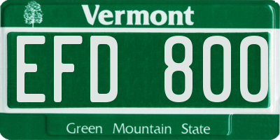 VT license plate EFD800