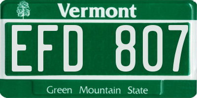 VT license plate EFD807