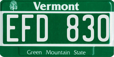 VT license plate EFD830