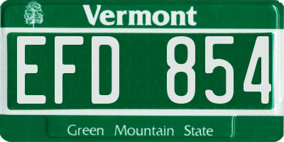 VT license plate EFD854