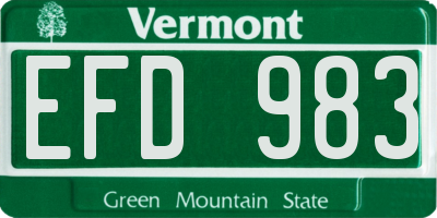 VT license plate EFD983