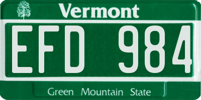 VT license plate EFD984
