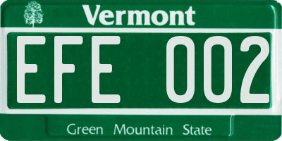 VT license plate EFE002
