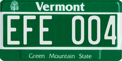 VT license plate EFE004