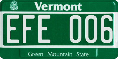 VT license plate EFE006