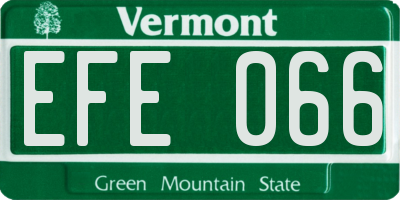 VT license plate EFE066