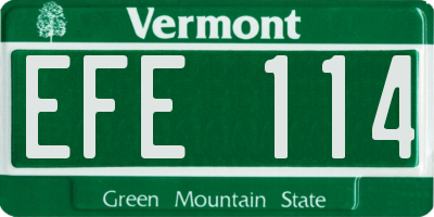 VT license plate EFE114