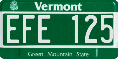 VT license plate EFE125