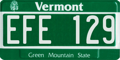 VT license plate EFE129
