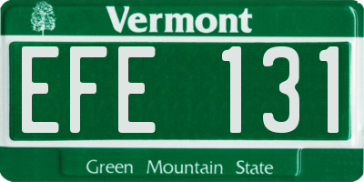 VT license plate EFE131