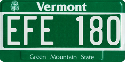 VT license plate EFE180