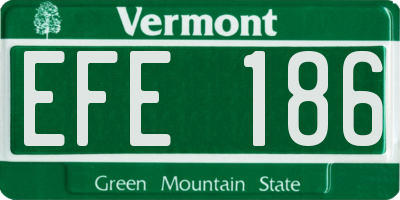 VT license plate EFE186