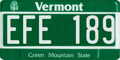 VT license plate EFE189
