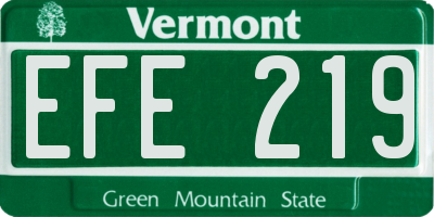 VT license plate EFE219