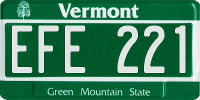 VT license plate EFE221