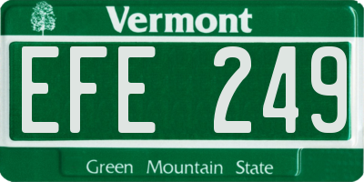 VT license plate EFE249