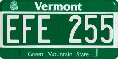 VT license plate EFE255
