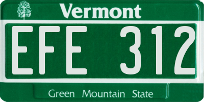 VT license plate EFE312