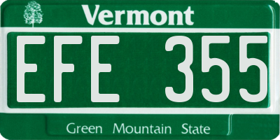 VT license plate EFE355