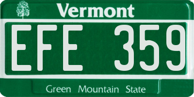 VT license plate EFE359