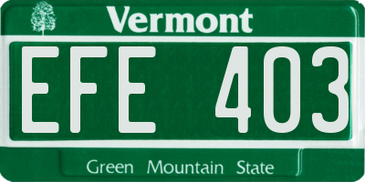 VT license plate EFE403