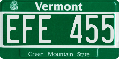 VT license plate EFE455