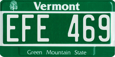 VT license plate EFE469