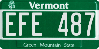 VT license plate EFE487