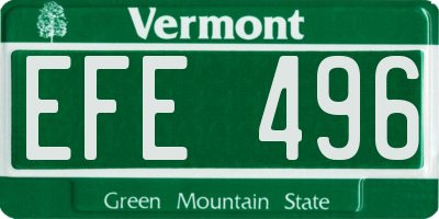 VT license plate EFE496