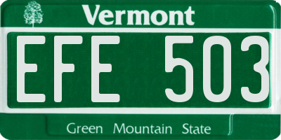 VT license plate EFE503