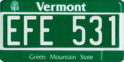 VT license plate EFE531