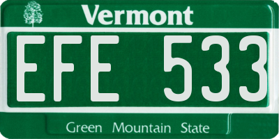 VT license plate EFE533