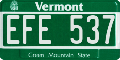 VT license plate EFE537
