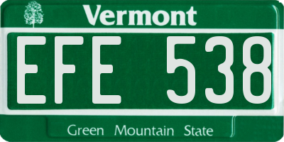 VT license plate EFE538