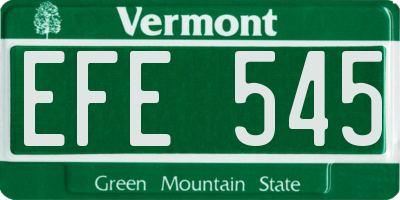 VT license plate EFE545