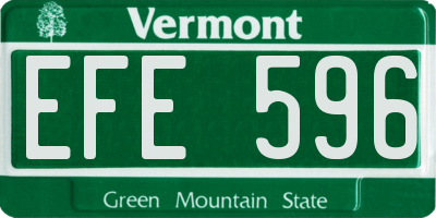 VT license plate EFE596