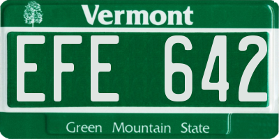 VT license plate EFE642
